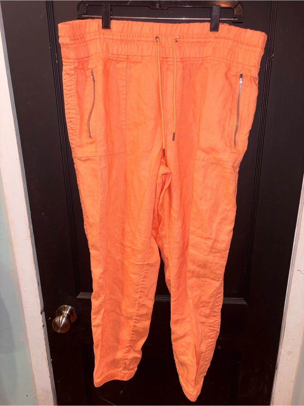 Athleta Cabo Linen Jogger Pants Coral Orange Size 16